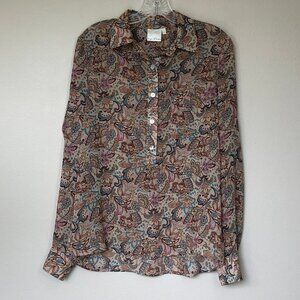 KAYA DI KOKO Sheer Paisley Pop-Over Blouse S